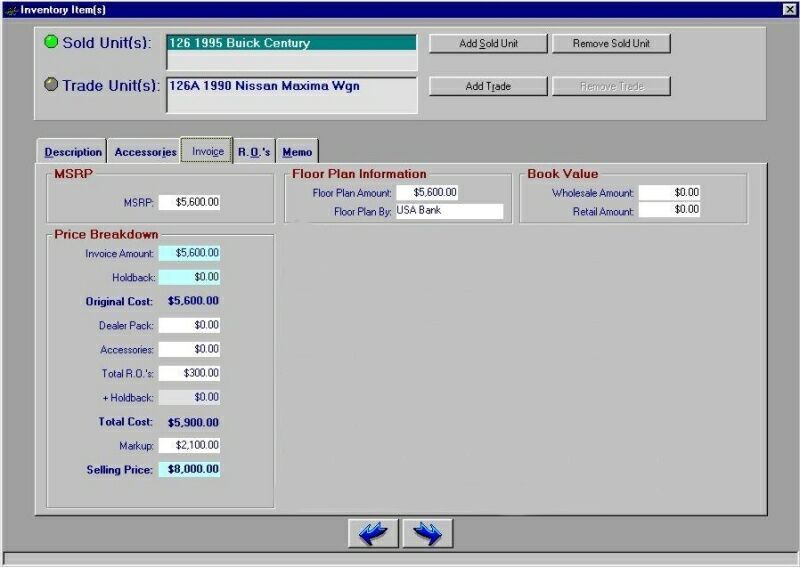 AFS Inventory Value Screen